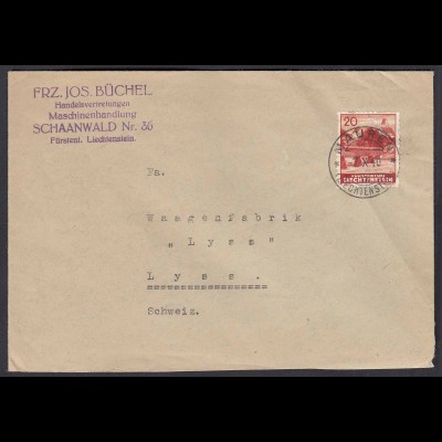 Liechtenstein 1940 Bedarfs-Brief Schaanwald in die Schweiz (22738