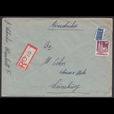 1949 R-Brief Provisorischer R-Zettel Uelzen - Lüneburg (20616