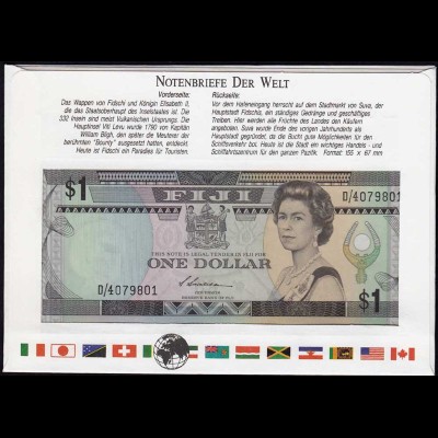 Fiji 1 Dollar ND 1987 Banknotenbrief der Welt UNC Pick 86a (15558