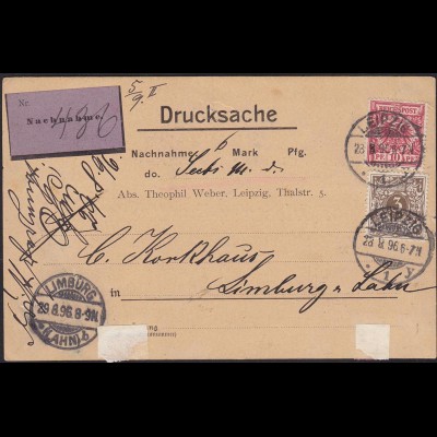 Deutsches Reich 1896 NN-Drucksache Karte Mi.45 + 47 seltene Portostufe