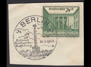 GERMANY WW2 1940 National Stamps Exhibition on piece spec.cancelled (22242