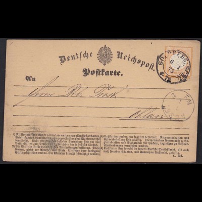 1873 Goldberg Schlesien 1/2 Groschen Postkarte nach Ohlau (13456