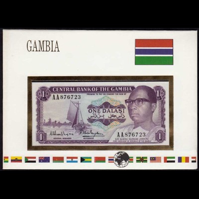 Gambia 1 Dalasi 50 Kobo (1971-87) Banknotenbrief der Welt UNC Pick 4g (15521