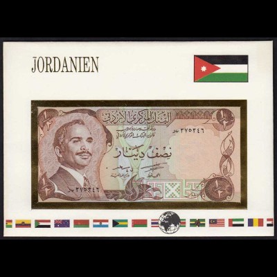 Jordanien - Jordan 1/2 Dinar Banknotenbrief der Welt UNC Pick 17a (15524