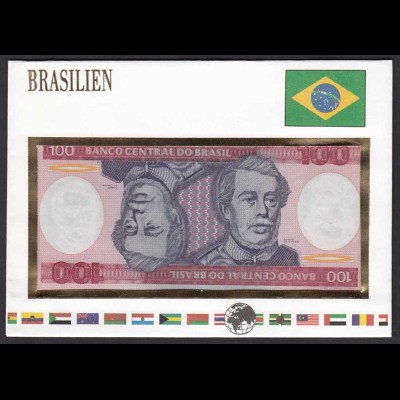 Brasilien - Brazil 100 Cruzeiros Banknotenbrief der Welt UNC (15509