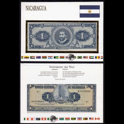 NICARAGUA 1 Cordoba Banknotenbrief der Welt UNC 1968 Pick 115 (15493
