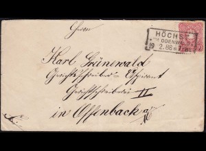 DR 1888 10 Pfennige Umschlag HÖCHST Odenwald n. Offenbach (23008