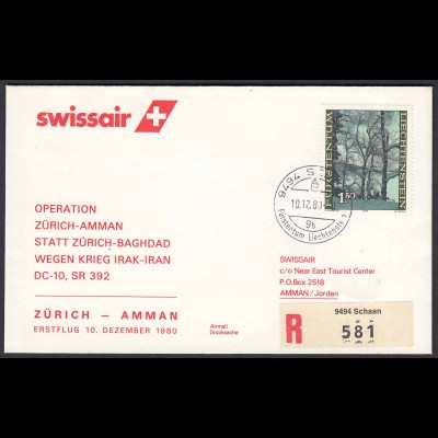 Liechtenstein Erstflug Swissair Zürich - Amman 1980 SR 392 (22937