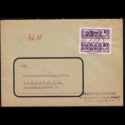 DDR ZKD 1956 Brief Ersatzteile landw.Bedarf Güstrow (23067