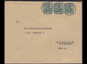 1920 Deutsches Reich 5 Pfennig Germania Mef. Polizei Ortsbrief (23140