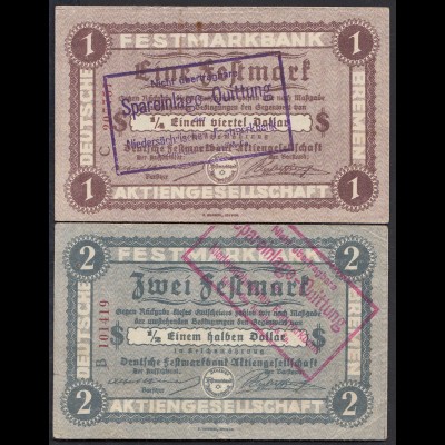 Bremen 1 + 2 Festmark der FESTMARK BANK AG m.Stempel (23200