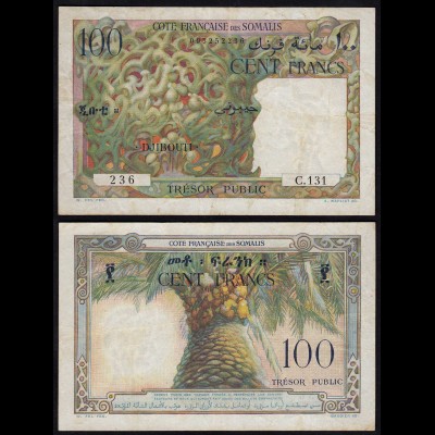 French Französisch Somaliland 100 Francs DJIBOUTI 1952 Pick 26a VF (3) 