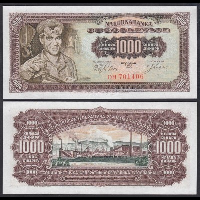 Jugoslawien - Yugoslavia 1000 1.000 Dinara 1963 Pick 75 UNC (23209