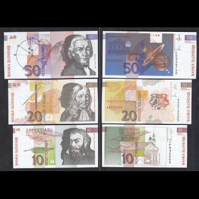 Slowenien - Slovenia 10,20,50 Tolari Banknoten 1992 UNC (23217