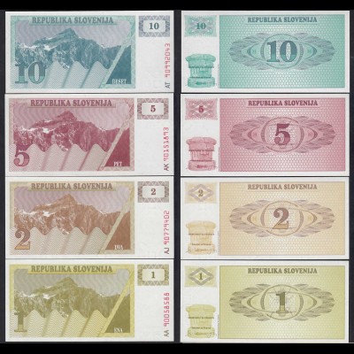 Slowenien - Slovenia 1,2,5,10 Tolari Banknoten 1990 UNC (23218