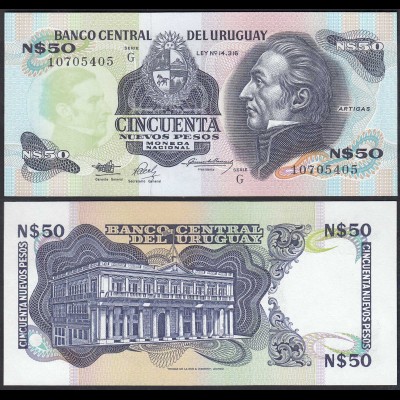 Uruguay - 50 Nuevos Pesos Banknote (1989) UNC Pick 61A (23226