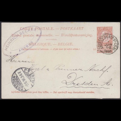 Belgien - Belgium 1896 Ganzsache Postal Stationery Anvers - Dresden (22790