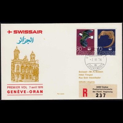 Liechtenstein Swissair 1976 Genf - Oran Algerien (23272