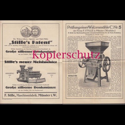Münster 1913 Firma Stille Patent Prüfung/Beschreibung Walzenmühle C Nr.5