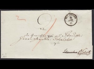 SACHSEN 1864 MEISSEN K1 Umschlag nach Oschatz Taxe (15974
