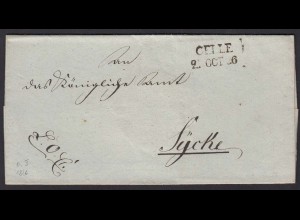 Altdeutschland Vorphila Umschlag 1826 CELLE L2 nach SYKE (15920