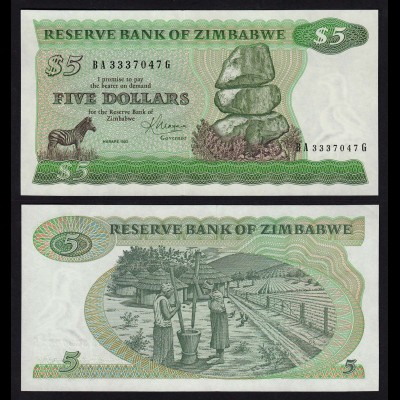 Simbabwe - Zimbabwe 5 Dollars 1983 Pick 2c UNC (17896