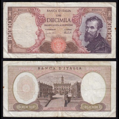 Italien - Italy 10000 10.000 Lire Banknote Michelangelo 1973 F (4) Pick 97f 