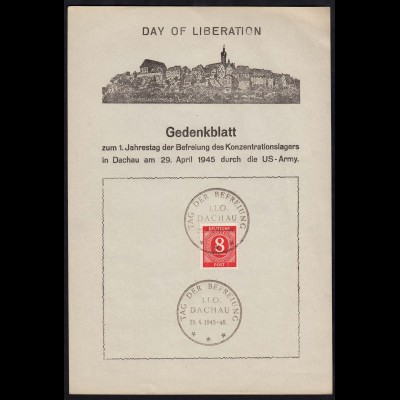 Gedenkblatt 1.Jahrestag Befreiung KZ Dachau 29.4.1945-46 (17607