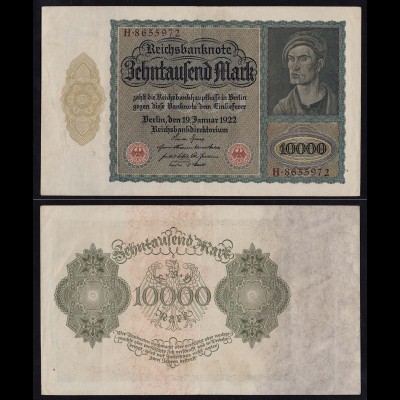 Reichsbanknote - 10000 10.000 Mark 1922 Ros. 68b etwa XF (2) (17557