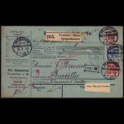 Deutsches Reich 1893 Ausland-Paketkarte gepr.Zenker 47b, 48d, 50c (23453