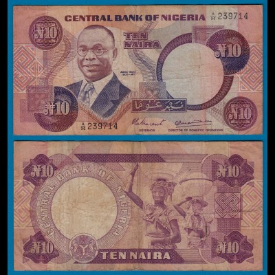 Nigeria 10 Naira Banknote Pick 21a sig.4 F (4) (18186