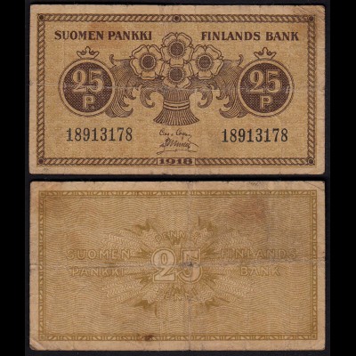 FINNLAND - FINLAND 25 PENNIA BANKNOTE 1918 PICK 33 F (4) (23578