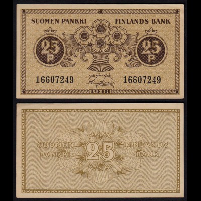 FINNLAND - FINLAND 25 PENNIA BANKNOTE 1918 PICK 33 XF (2) (23583