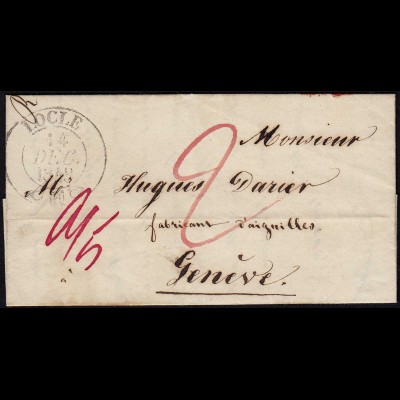 Schweiz 1848 Vorphila Brief von LOCLE nach GENF mit Inhalt (23699