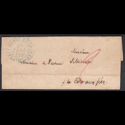 Schweiz 1846 Brief NEUCHATEL EN SUISSE nach Côte-aux-Fées Inhalt (23717