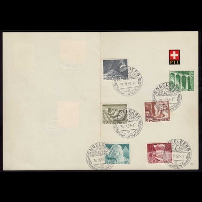 Schweiz 1952 SST ENGELBERG SST Karte m. Dauermarken (23719