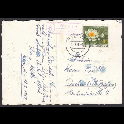 WIERA über Treysa 1958 Landpost/Posthilfstelle Karte (23835