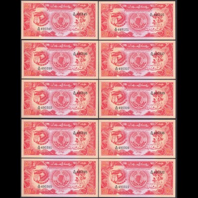 SUDAN 10 Stück á 50 Piaster Banknoten 1987 UNC (1) Pick 38 (23927