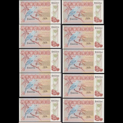 SURINAM - SURINAME 10 Stück á 2 1/2 Gulden 1985 UNC (1) Pick 119 (23929