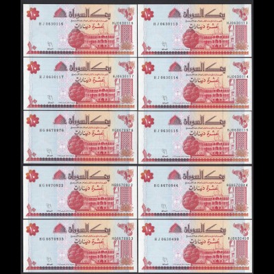 SUDAN 10 Stück á 10 Pounds Banknoten 1993 UNC (1) Pick 52 (23932