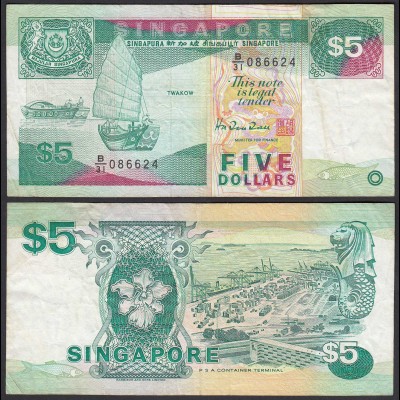 SINGAPUR - SINGAPORE 5 Dollars (1997) F/VF (3/4) Pick 35 (23974