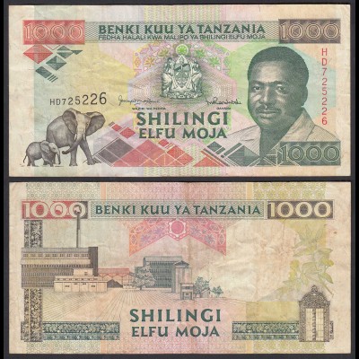 Tansania - Tanzania 1000 Shilingi (1993) Pick 27c F (4) (23980