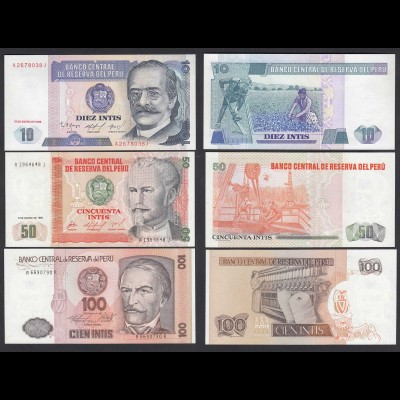 Peru 10,50,100 Intis Banknoten 1986 UNC (1) (24011