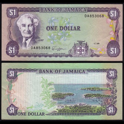 Jamaika 1 Dollar Banknote 1989 Pick 68 VF (3) (24016