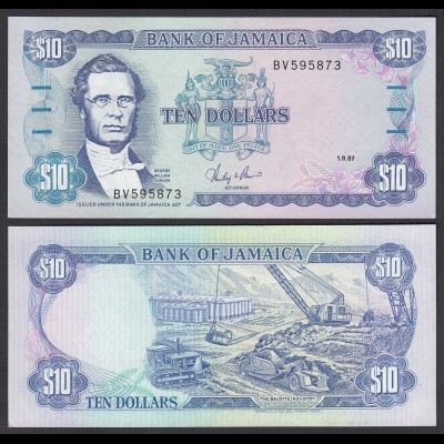 JAMAIKA - JAMAICA 10 Dollars Banknote 1987 Pick 71b UNC(1) (24027