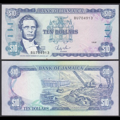 JAMAIKA - JAMAICA 10 Dollars Banknote 1987 Pick 71b XF (2) (24028