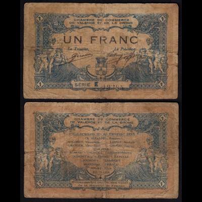 Frankreich - France 1 Franc 1915 VALENCE gebraucht (24037