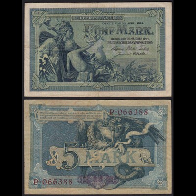 Reichskassenschein 5 Mark 1904 Ros. 22a VF (3) (24193