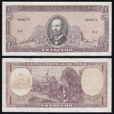 CHILE - 1 Escudo Banknote (1964) Pick 136 VF (3) (24175