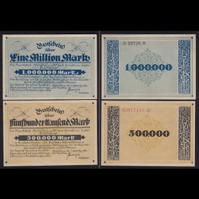 Mindelheim Bayern 500- Tausend + 1- Million Mark 1923 Notgeld/Gutschein